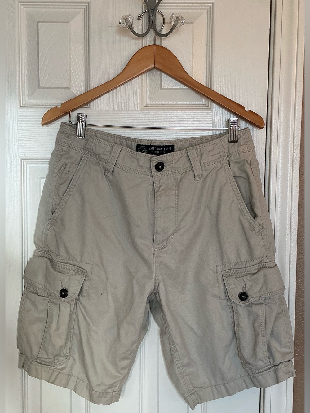 American Eagle Outfitters Men’s Shorts 31 Beige Classic Cargo Y2K Preppy Utility